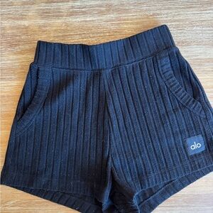 ALO Yoga Black Athletic Ribbed Shorts